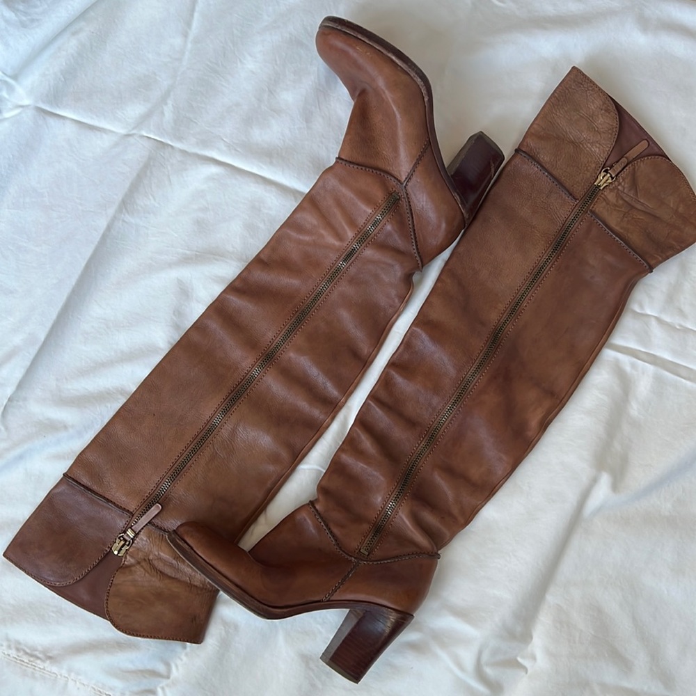 Via Spiga, Over the Knee, Brown Leather Boots. Size 8